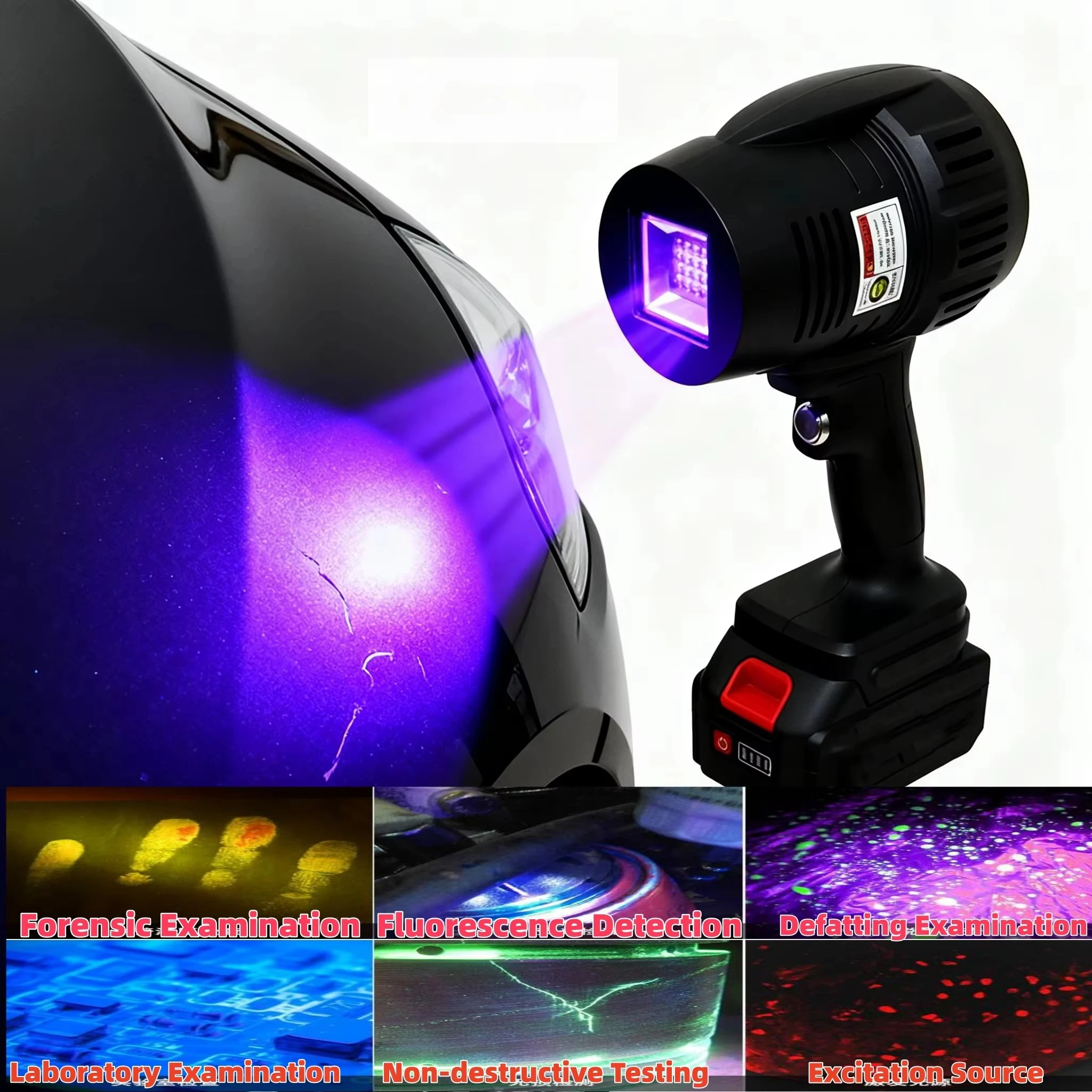 

20*20 мм профессиональная автомобильная УФ-лампа для осмотра - перезаряжаемый УФ-светодиодный дефектоскоп автомобильной краски для листового металла и краски
