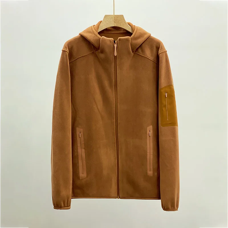 

Двусторонняя однотонная флисовая куртка с капюшоном для улицы: универсальная и теплая утолщенная теплая куртка с капюшоном в стиле унисекс