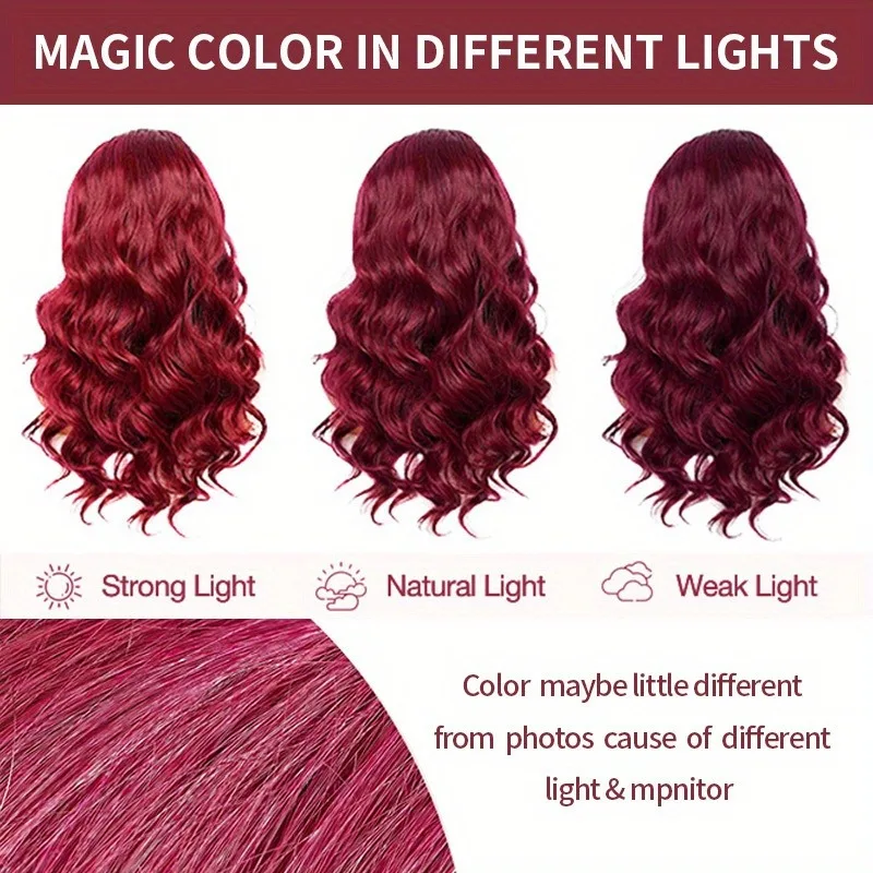 30 بوصة 99j بورجوندي الدانتيل الجبهة الباروكات شعر الإنسان قبل قطعها مع شعر الطفل 200% الكثافة 13X4 الأحمر الجسم موجة خصلات الشعر المستعار الإنسان