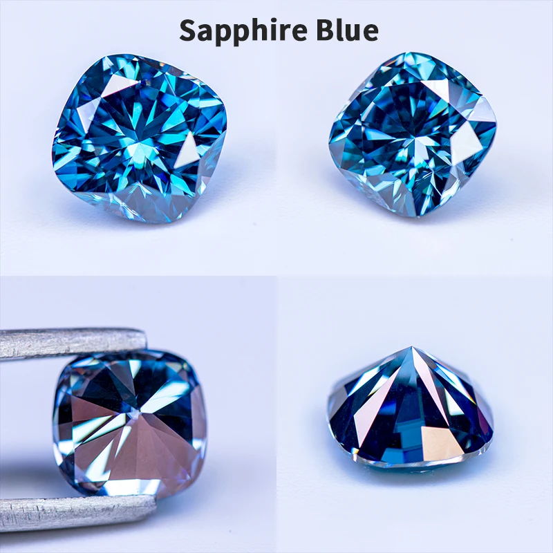 Moissanit-Steine, quadratische Kissenform, verschiedene Farben, VVS1, Edelsteinperlen für die Herstellung von Schmuck, Ringen und Halsketten, mit Zertifikat. – Detail 19
