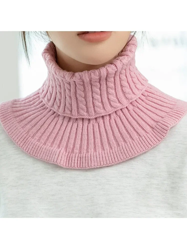 Solid Women\'s Scarf Winter Neck Warmer Winter Cold Proof and Warm Knitted Neck Collar Protector Neck Cover Accessories for Women