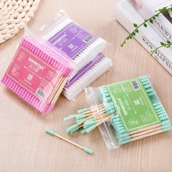 100Pcs Colorful Double Head Cotton Swab Sticks Female Makeup Remover Cotton Buds Tip for Medical Nose Ears Cleaning Beauty Tools