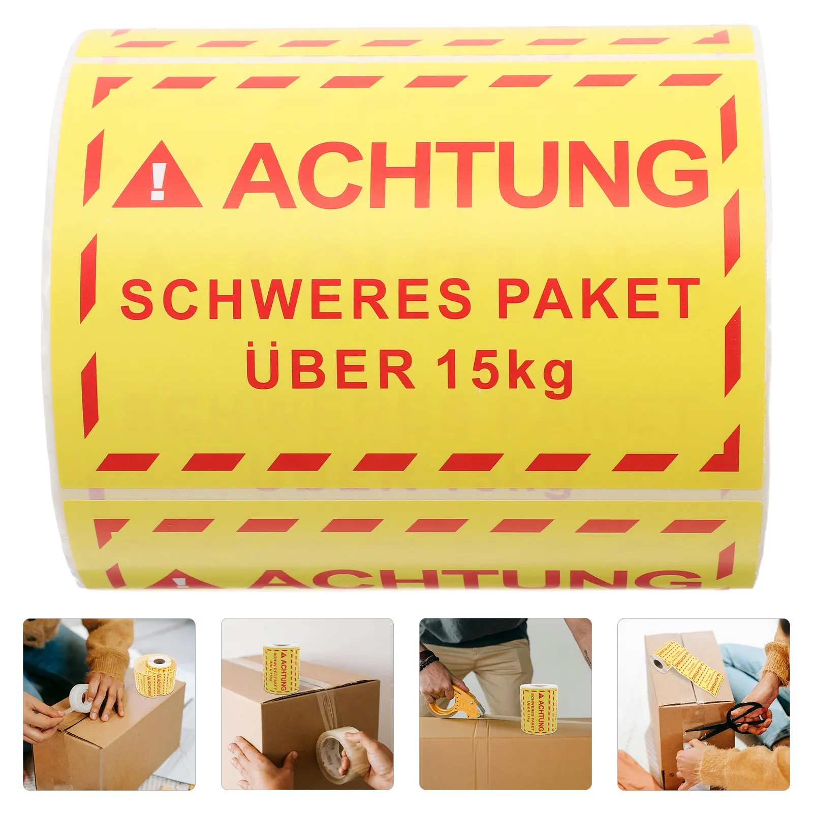 500Pcs Overweight Warning Labels Bright Yellow Heavy Lift Care Stickers Shipping Warehouse Special Handling Safety