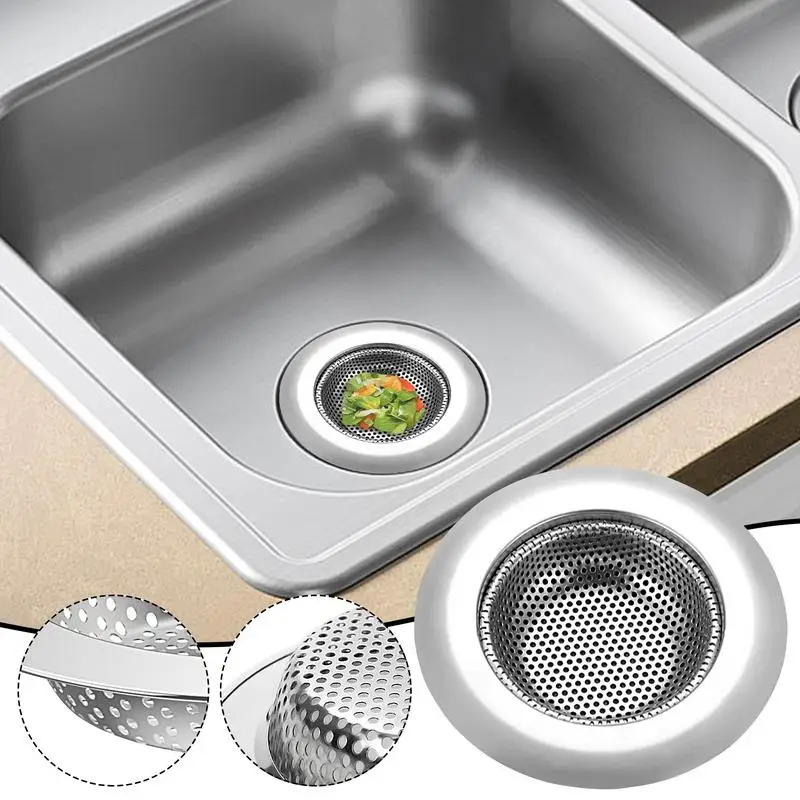 Kitchen Sink Strainer Stainless Steel Anti-clogging Stainless Steel Drain Stopper Rust-proof Pool Drain Food Catcher Filter For