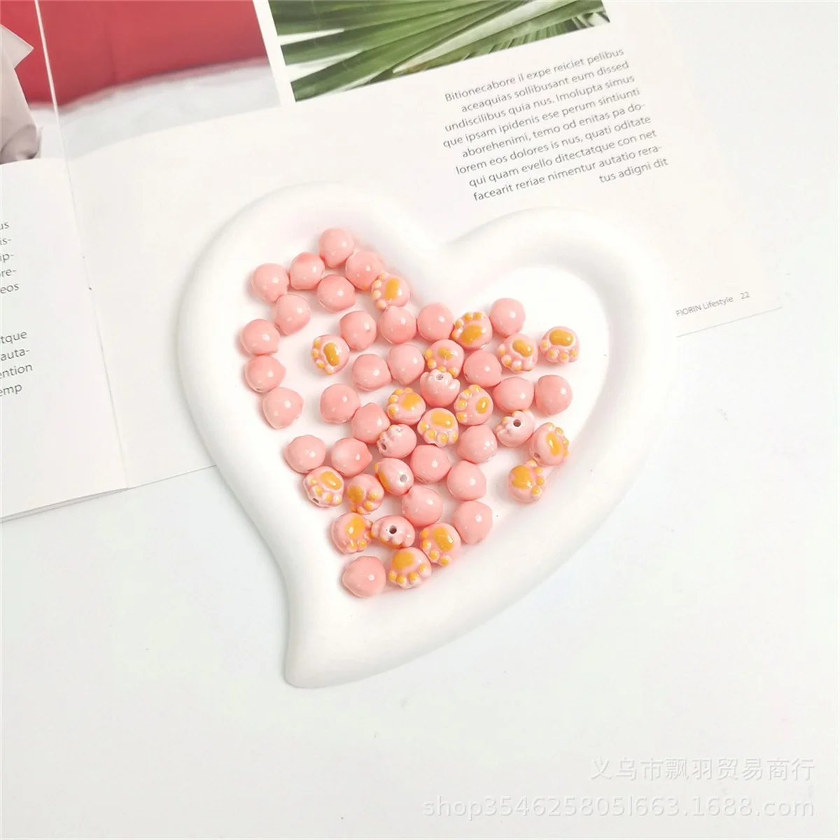 CH53 5Pcs 11*13mm Cute Cat Claw Ceramic Straight Hole Bear Paw DIY Bracelet Clothing Pen Beads Material Accessories