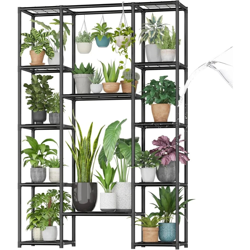 Outdoor Tall Plant Stand | Large Metal Hanging Plant Shelf & Waterproof Flower Holder for Indoor Use