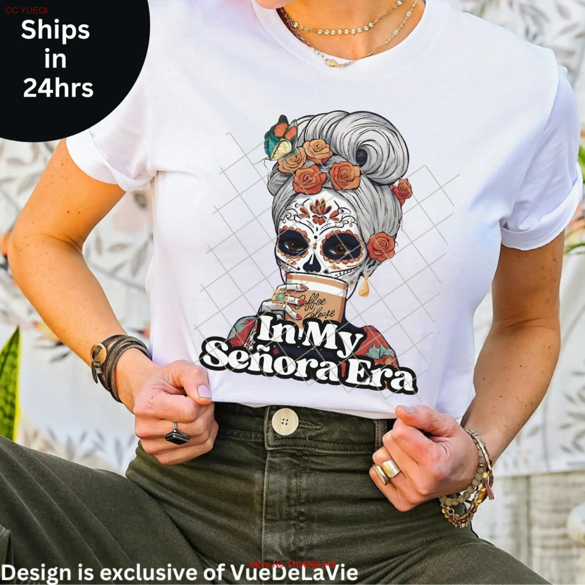 In my Señora era shirt VueDeLaVie Wifey Material T Latina Mom Life Senora y Dona Dia de Muertos long or short sleeves