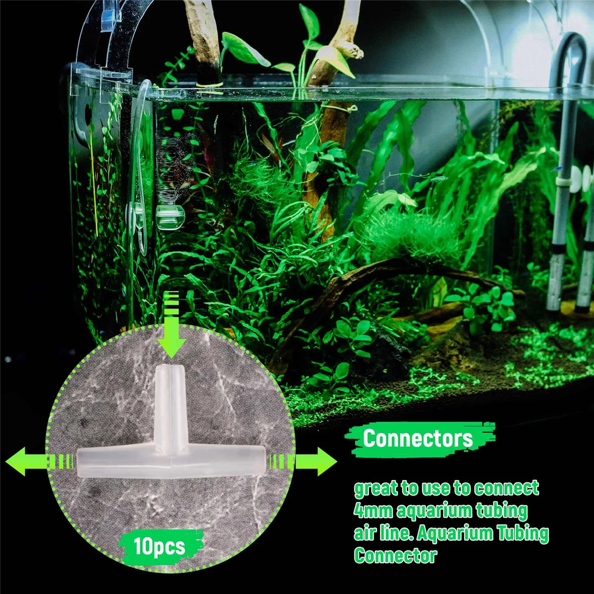 Conectores de válvula de aire de 3 vías para acuario en forma de T de plástico A88M, 10 Uds., color blanco