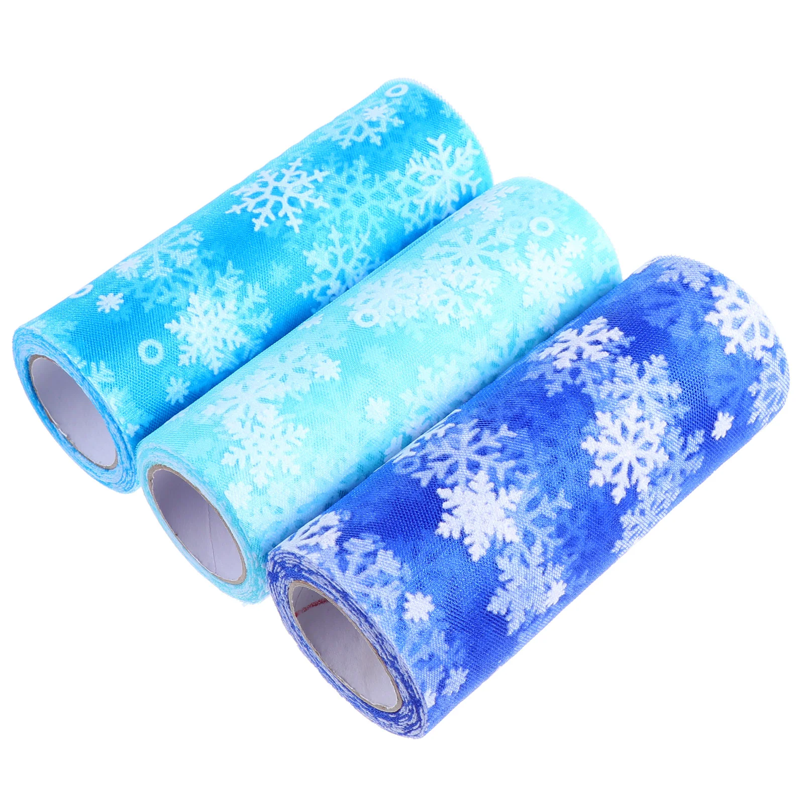 

3 Rolls The Fabric Snowflake Mesh Child Gauze Tulle Material 100% Polyester Ribbon