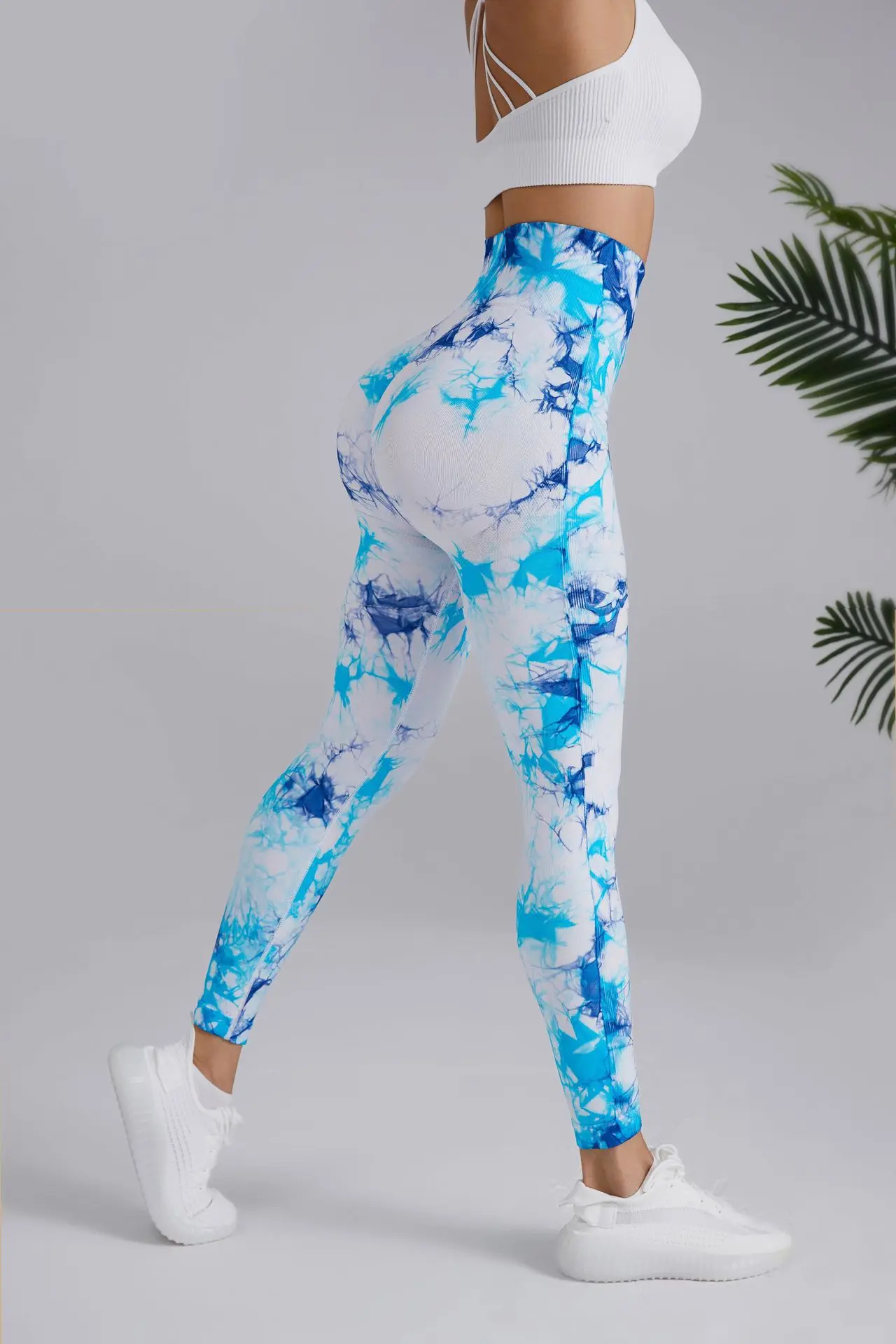 Mallas sin costuras de cintura alta para mujer, Leggings Tie Dye de punto para levantamiento de glúteos, Fitness, entrenamiento, Yoga, pantalones