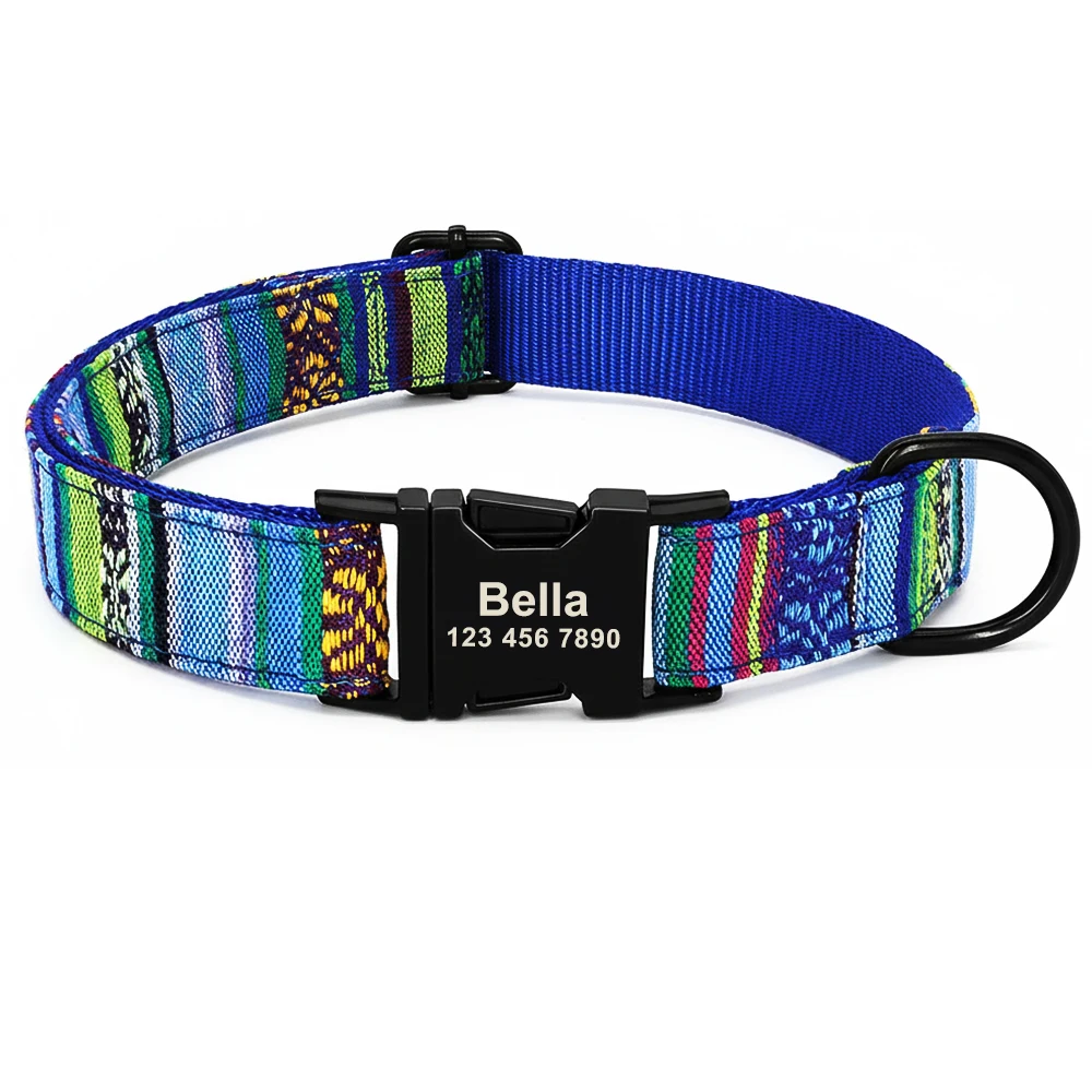 Individuelles Hundehalsband aus Nylon, Kostenlos Graviertes Haustier-ID-Halsband mit Namensschild, Verstellbare Schnalle für Kleine, Mittlere und Große Hunde – Detail 5
