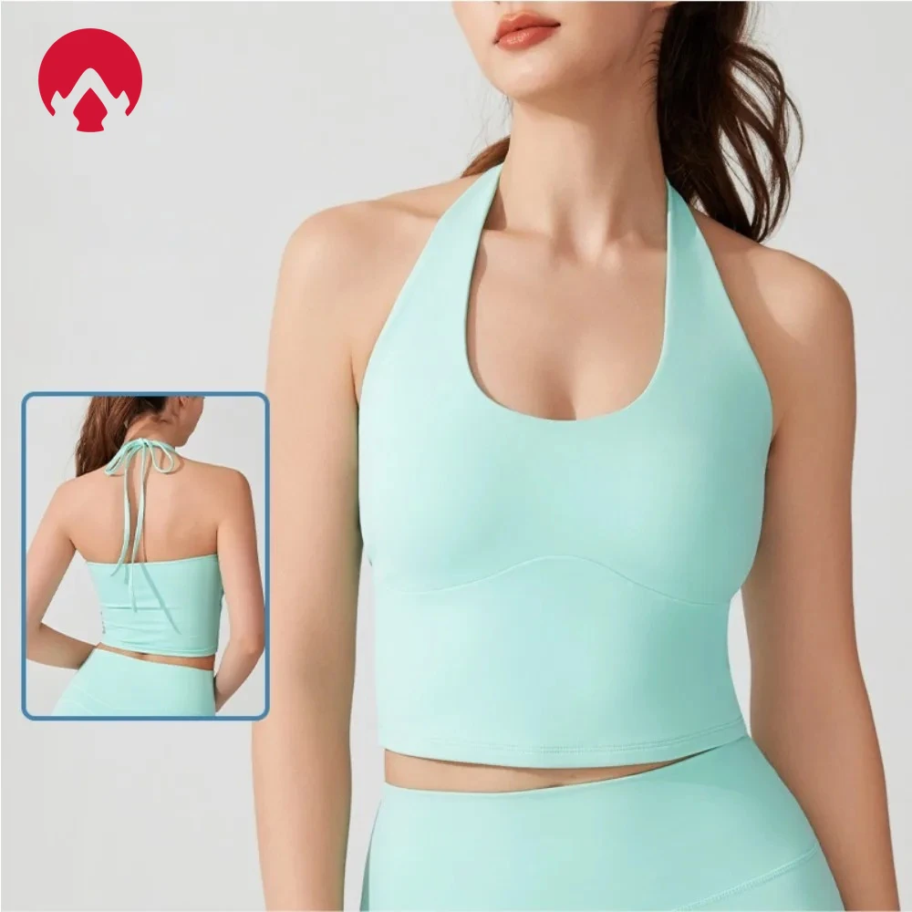Sports Bra with Cross Back Strap & Built-In Cups Yoga Top for Women, Breathable Lift & Shape Workout Vest for Gym Fitness
