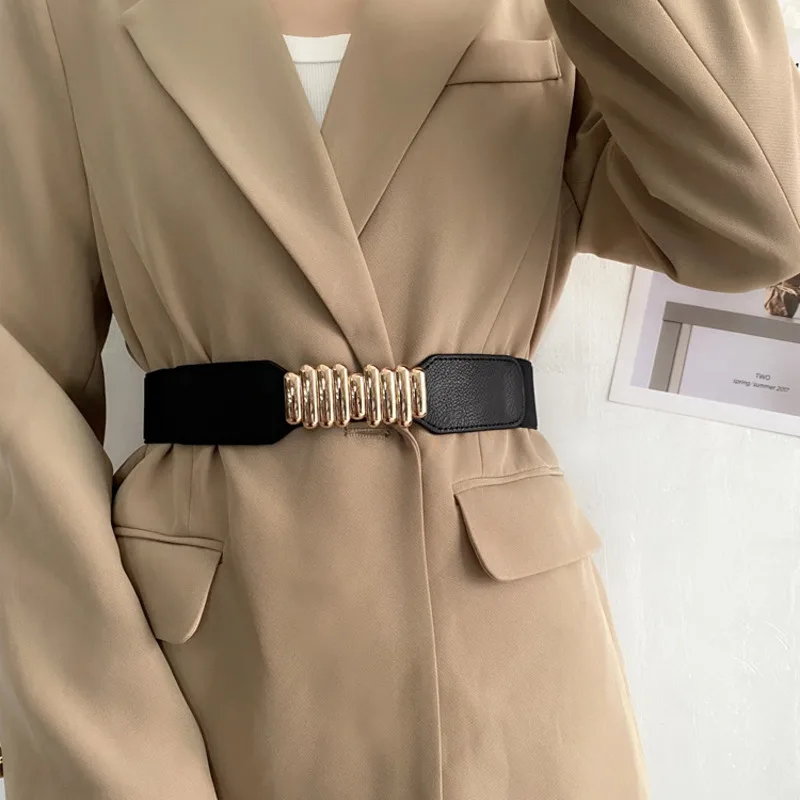 Female Fashion Buckle Elastic Belts For Women Band Waistband Dress Coat Girdle Belt Clothing Accessories