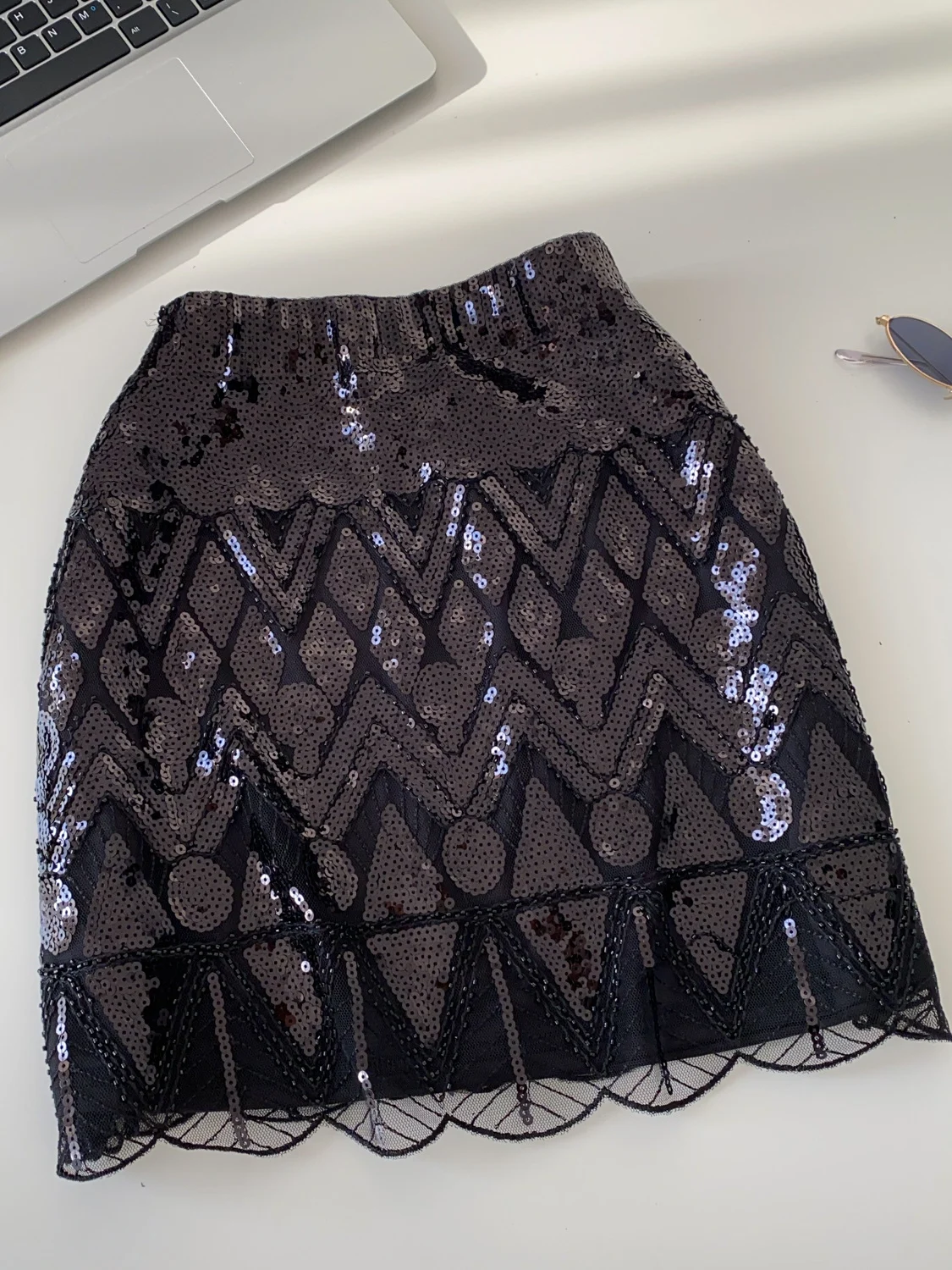 Fashionable Heavy Embroidery Sequin High Waist A-Line Skirt Women's Autumn Style Commute Korean Version City Commute