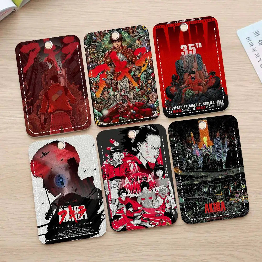 Akira Future Tokyo Sci-Fi Cartoon 1Pc Access Card Case Leather Card Holder Keychain Key Ring Door Access Tags ID Card