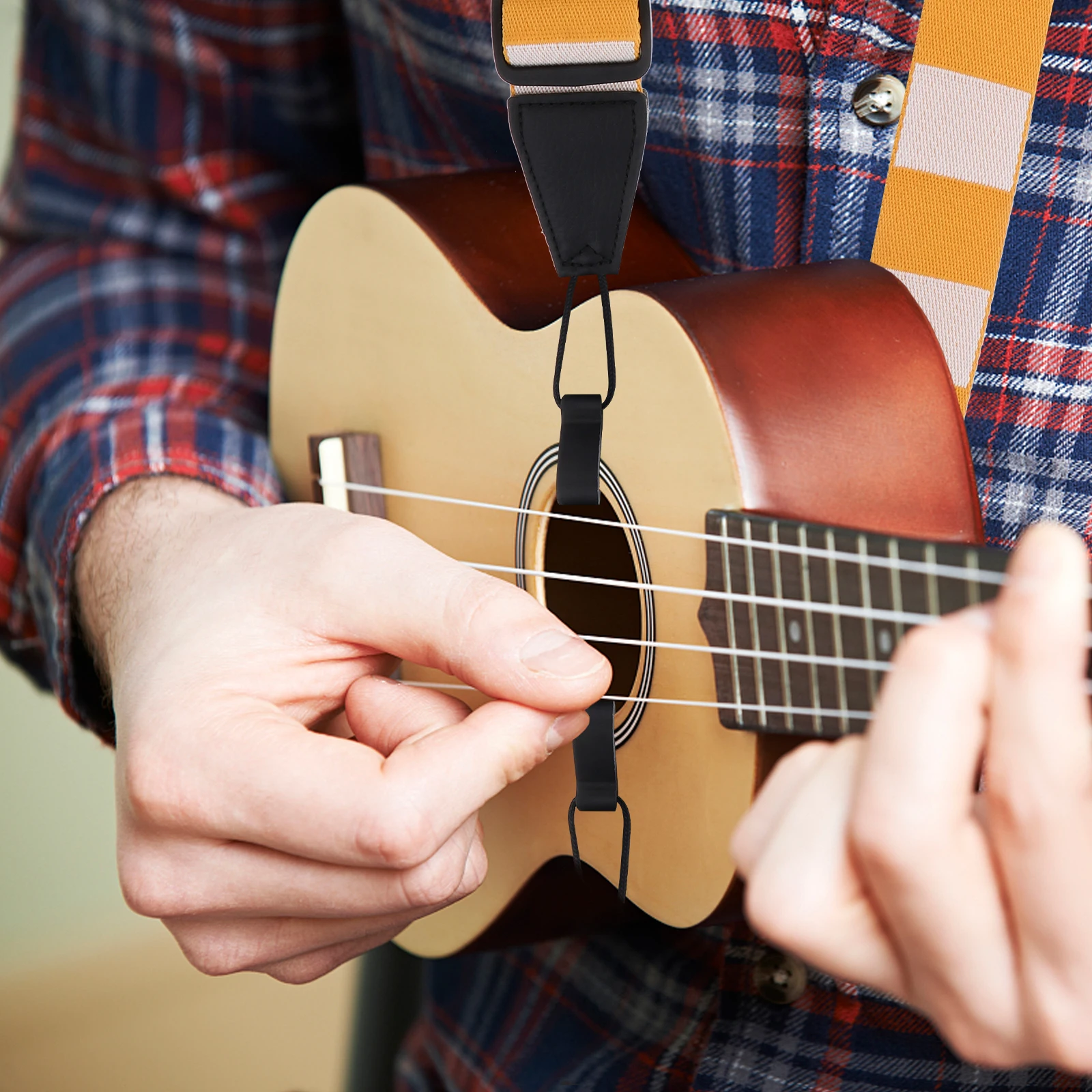 

Ukulele Strap Adjustable Size Double Hooks Durable Punch Free Shoulder Belt Bright Color Instrument Accessory Ukulele Strap