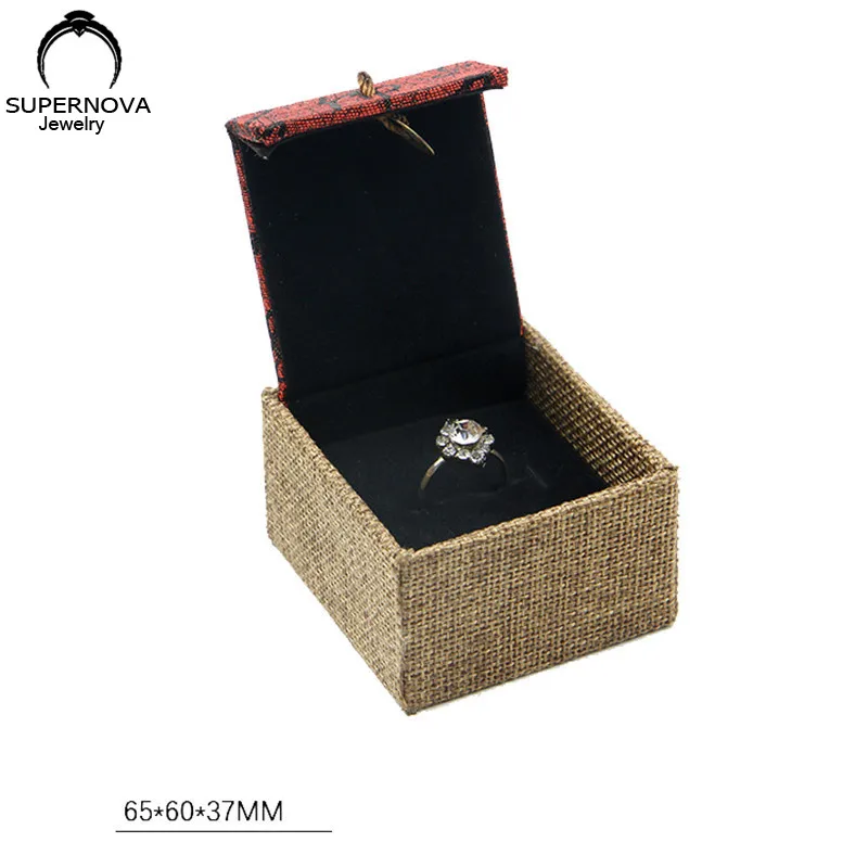 Tassel Ring Box Pendant Bracelet Necklace Jewelry Gift Box Vintage Red Linen Wedding Gift Box Chinese Red Gift Box