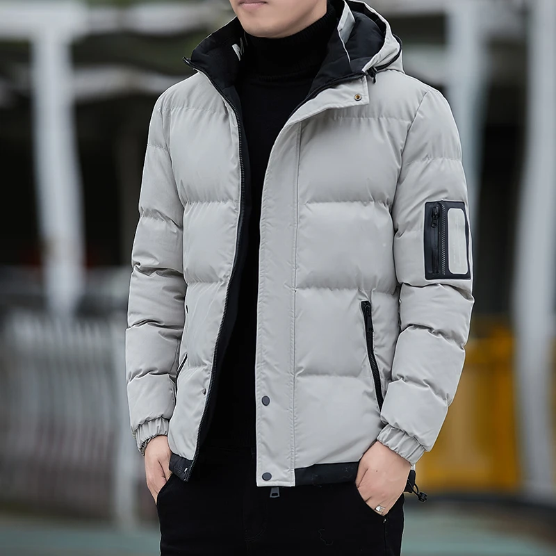 Winter Men's Down Jacket New Solid Color Thickened Multi Pocket Outdoor Camping Large Size Coat Men's Work Cotton-padded Clothes