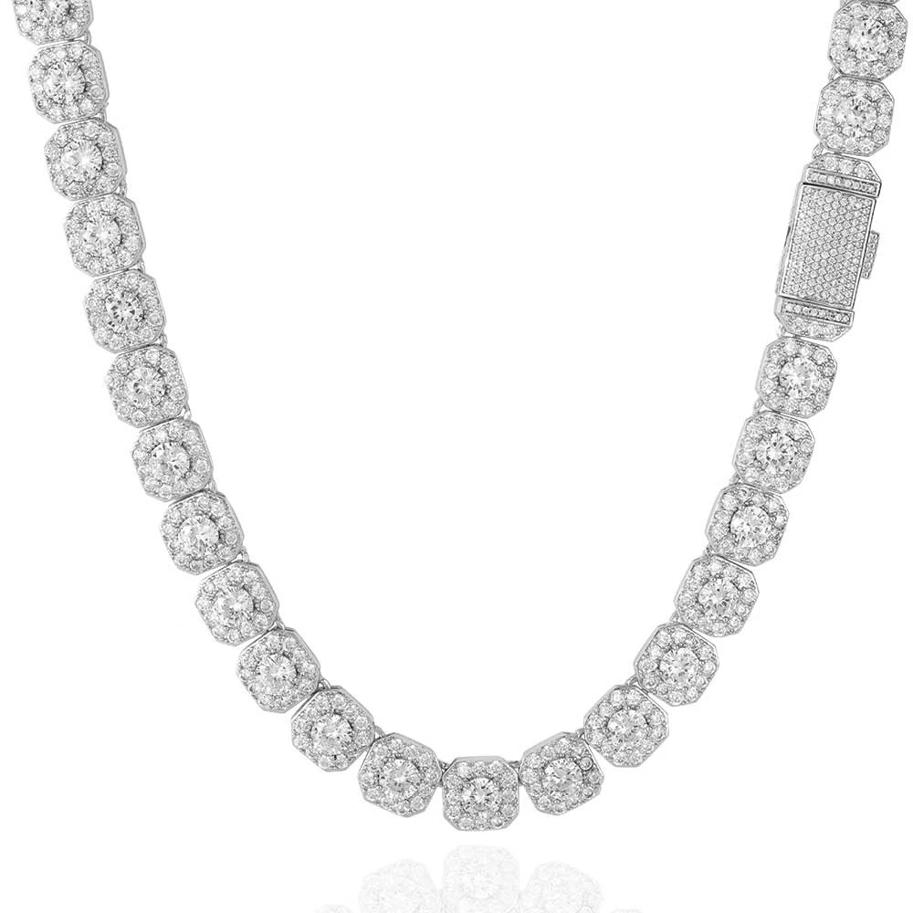 10/12MM Geclusterde Tennisketting voor Mannen Ketting Hip Hop Iced Out Zirconia Messing Rapper Rock Choker Sieraden