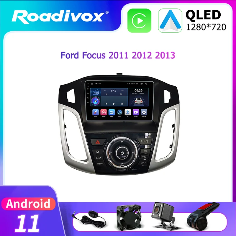 9'' 2 Din Andriod 11 Car Radio Intelligent System Stereo Multimedia Player For Ford Focus 2011 2012 2013 GPS Screen Protector