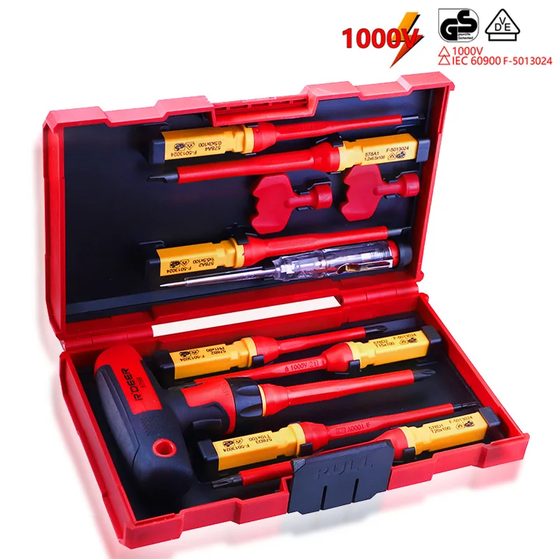 12 In 1 T-shaped Insulated Screwdriver Set Multifunctional Electrician Tool 1000V Slotted Phillips Torx Magnetic Screwdriver Set