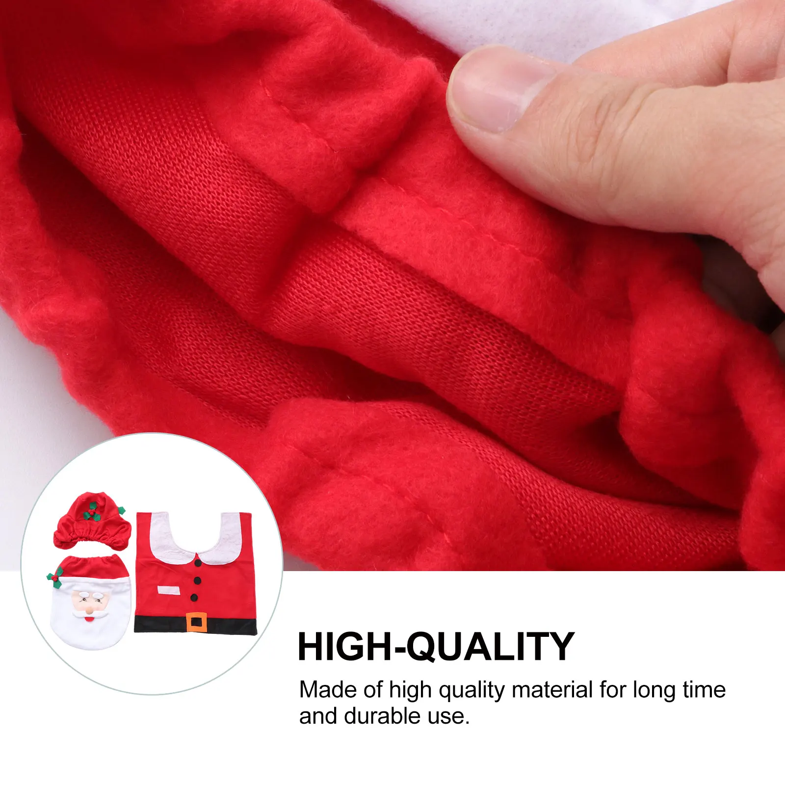 

Toilet Cloth Santa Cover Kit Xmas Mat Bathroom Christmas Decor Decorations Protective Flannel