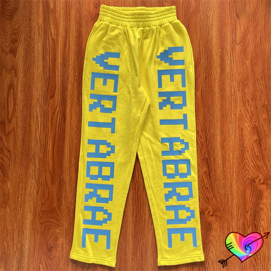 

Vertabrae Double Logo Pants Men Women 3D Puff Print Yellow Vertabrae Pants High Quality Pocket Trousers Jogger Sweatpants