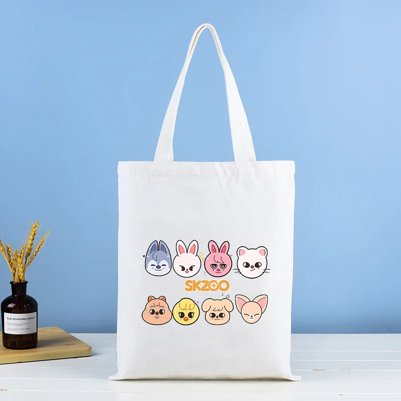 

Skzoo Canvas Tote Bag for Shopping Work School Travel Eco Friendly Reusable Shoulder Pack Student Casual Women Foldable HandBag
