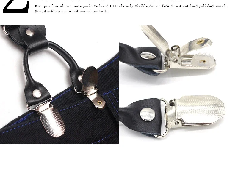 3.5*120cm Man\'s Fashion Suspenders Genuine Leather 6 Clips Brace Male Vintage Casual Wedding Party Trousers Strap