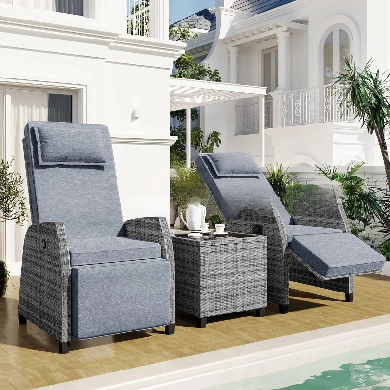 

Lifting rattan chair three-piece set: air rod adjustment + quick disassembly and assembly, easily matching balcony and courtyard
