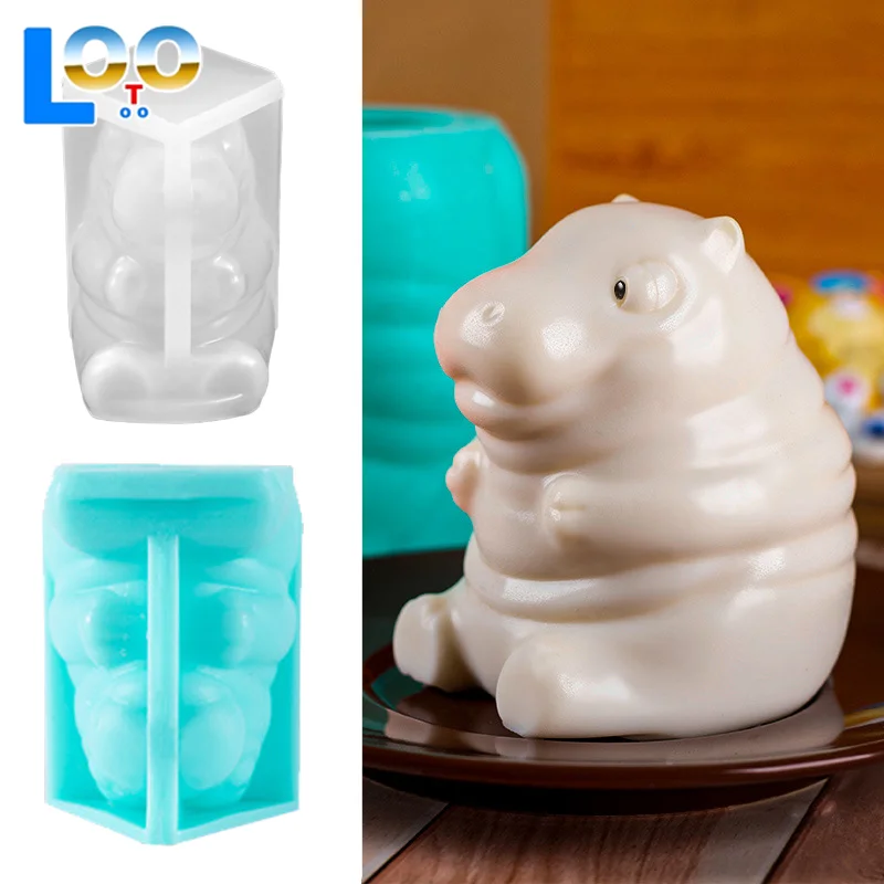 لطيف فرس النهر بودنغ قالب موس قالب من السيليكون قالب الكسترد قالب الكعكة الكرتون فرس النهر كعكة الديكور الخبز أداة المخابز