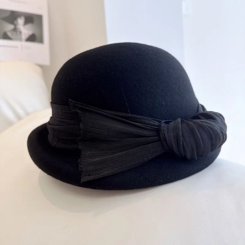 High quality silk hemp decorated bow beret Light luxury elegant French small top hat Fashion women\'s wedding banquet hat