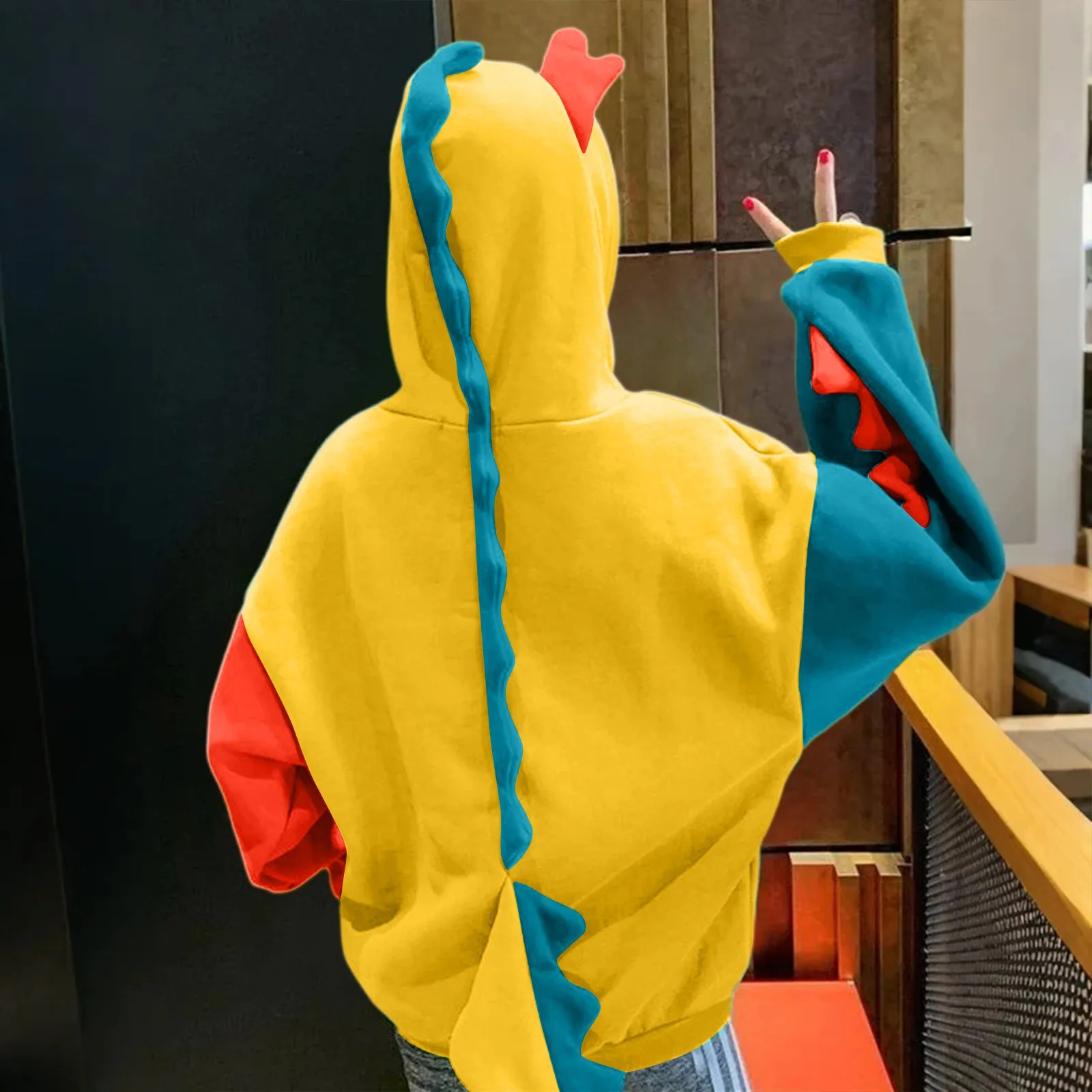 Women'S Contrasting Dinosaur Loose Casual Pullover Sweatshirt Sweatshirt Women' S Clothes Long Sleeve Tops For Woman 2025