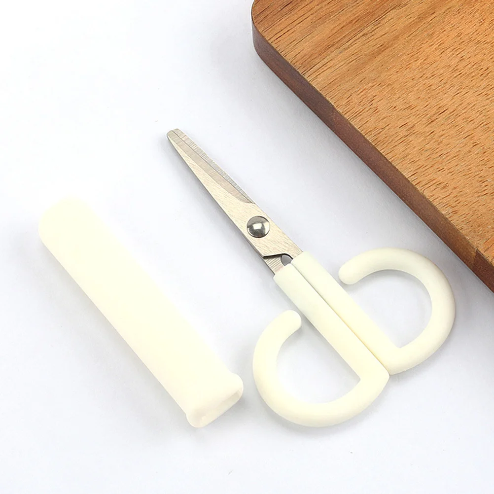 

Безопасные пластиковые детские ножницы из нержавеющей стали для дома, школы, рукоделия, резки детского питания, белые многофункциональные ножницы с