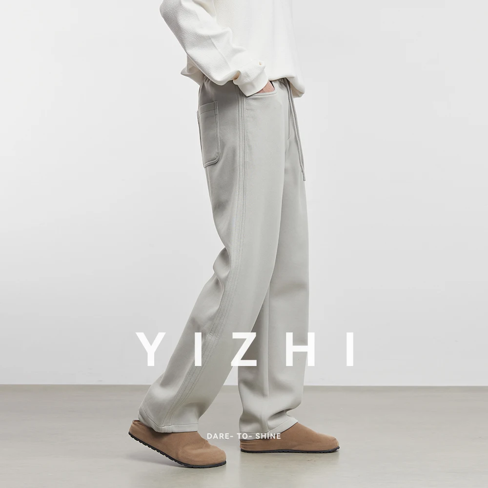 Fashion Men's All-match Casual Pants 2025 Spring and Autumn New Simple Loose Design Men's Elastic Waist Casual Sports Pants