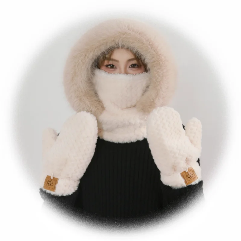 Женская зимняя теплая шапка с капюшоном