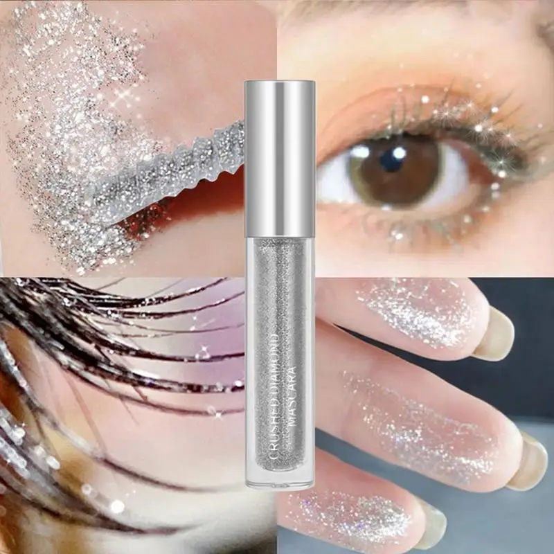 Sliver Gold Diamond Glitter Mascara, langlebig, schnell trocknend, Curling-Verlängerung, Wimpern, Mascara, Pailletten, Glitzer-Mascara, schimmernde Mascara