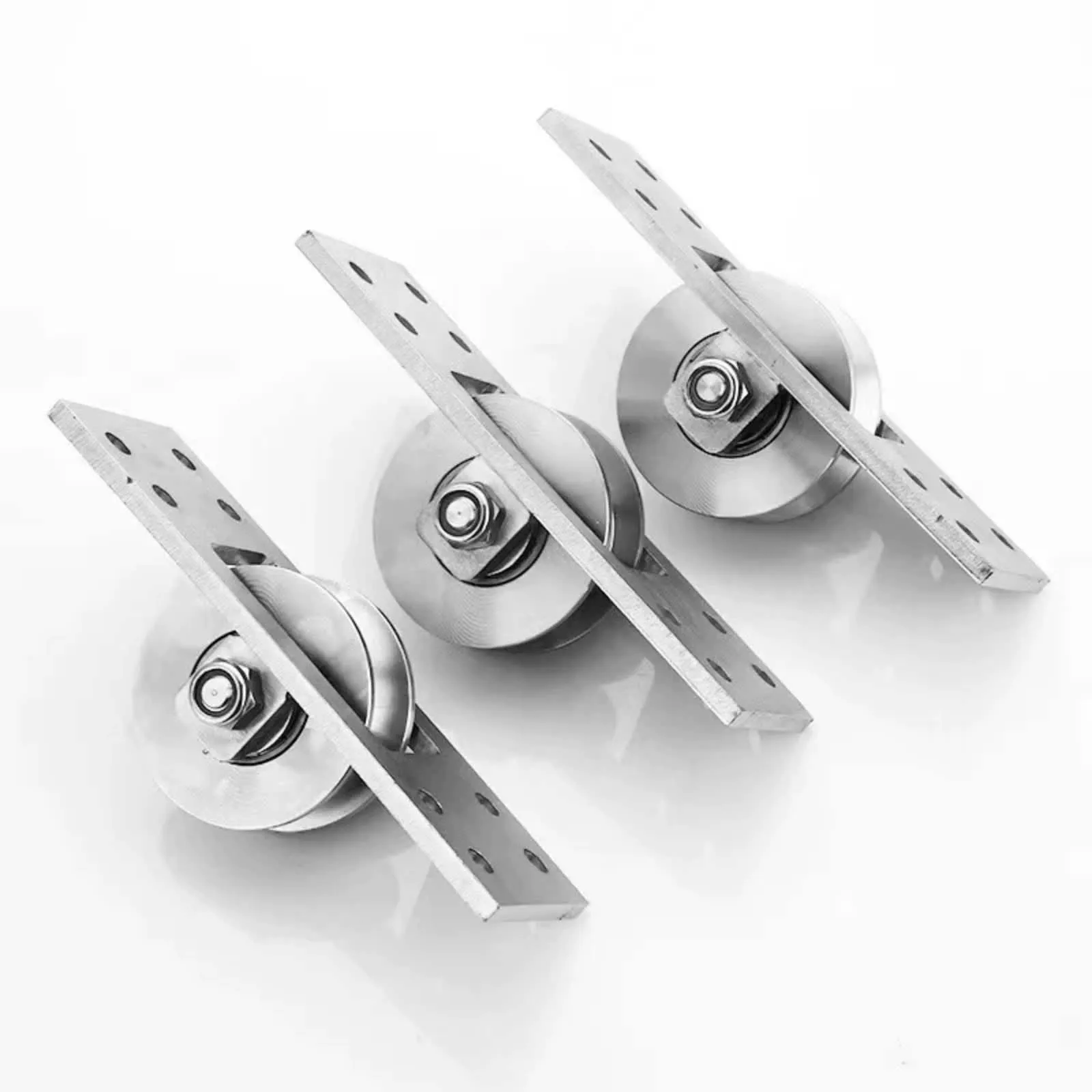 304 Stainless Steel Heavy Duty Single-Wheel Bearing Track Roller U/V/H Groove Fixed Pulley For Sliding Doors Windows Gates