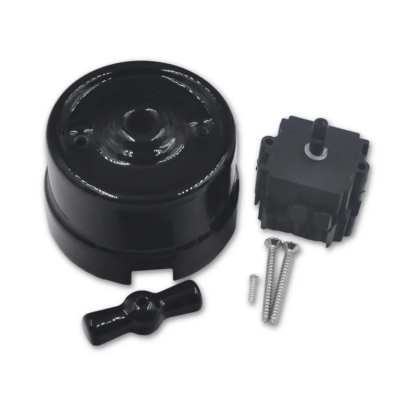 High-quality Wall Light Black Ceramic Rotary Switch EU Socket For Home Decoration