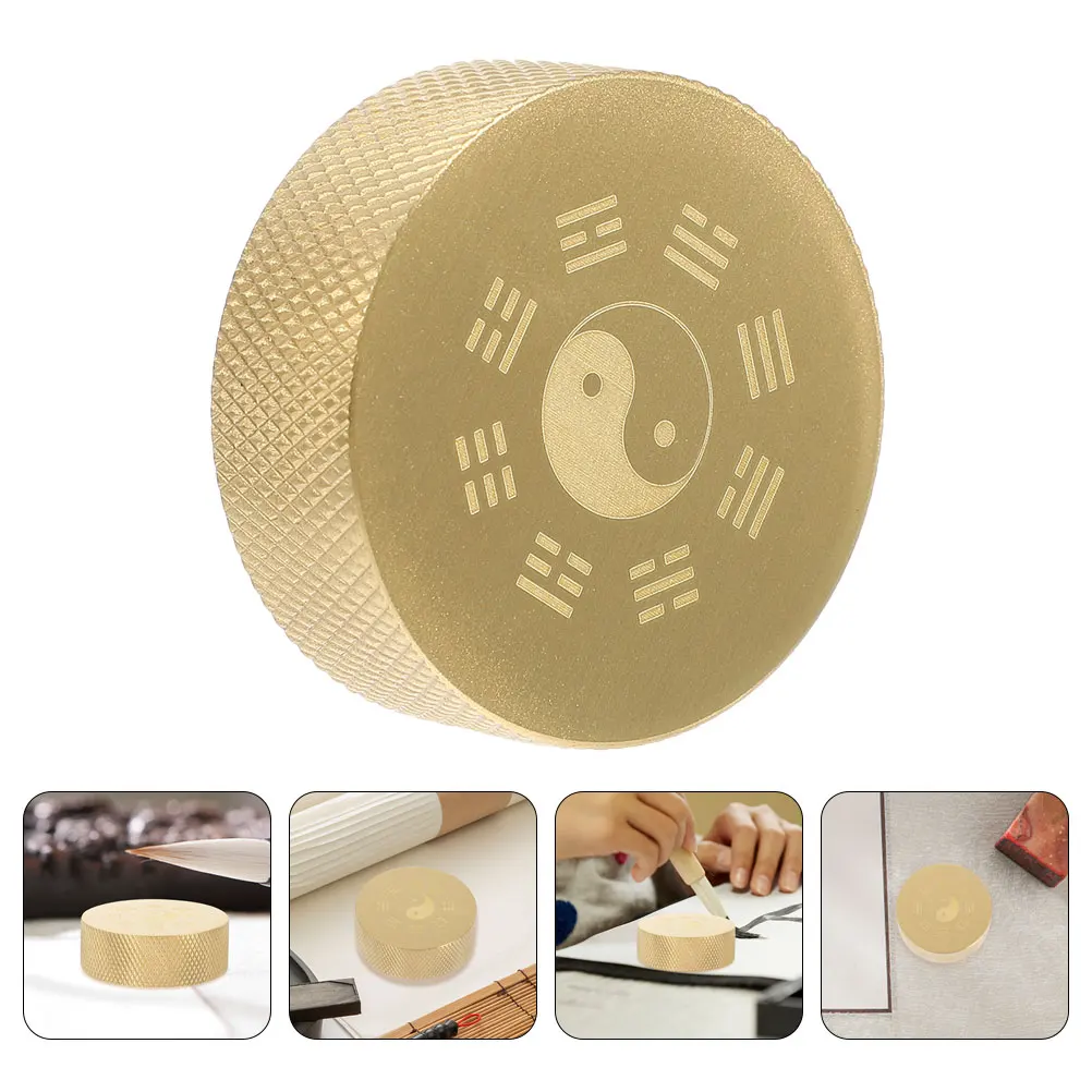 Metal Paperweight Decorative Study Desk Accessory Copper Calligraphy Weight Small Paperweight Home Office Art Craft