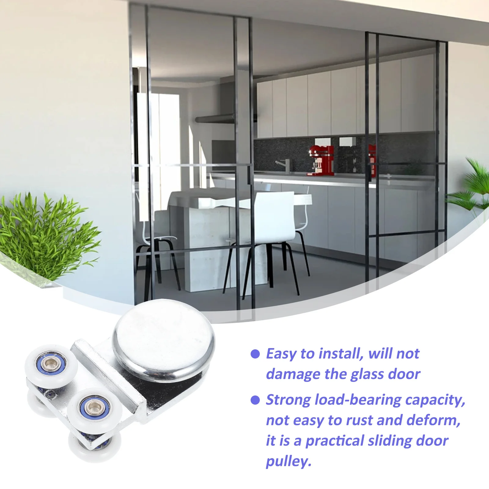 

2Pcs Bathroom Door Pulley High-Grade Material Smooth Sliding Glass Door Runner Heavy Duty Rustproof Shower Cubicle Wheel