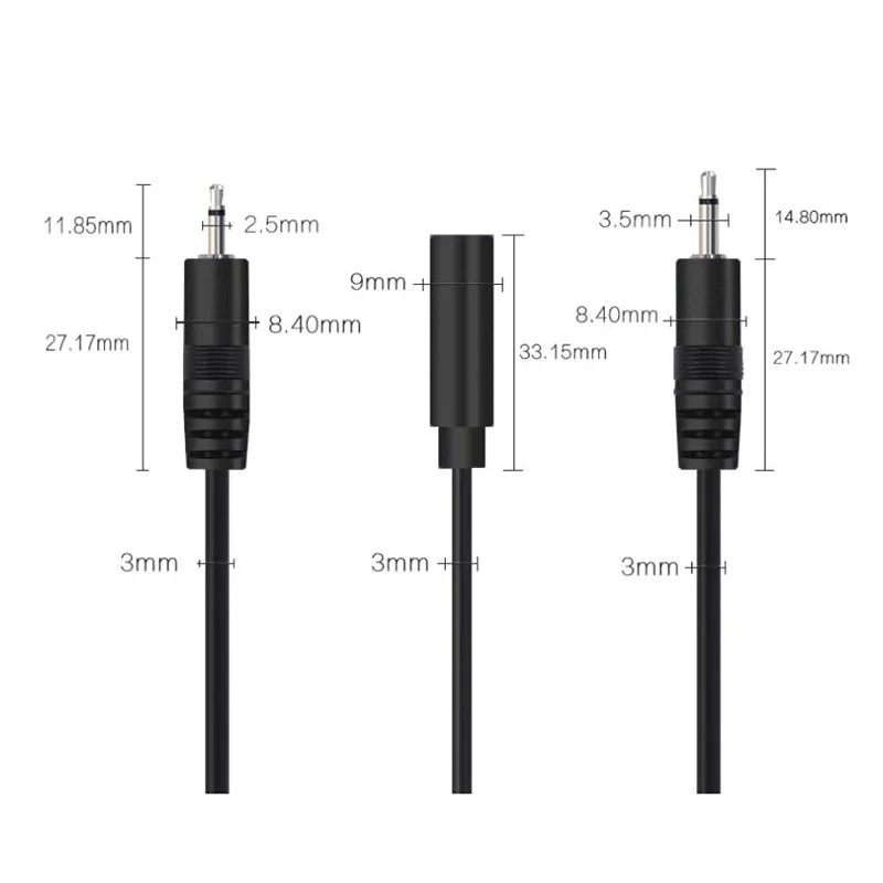 2.5mm 3.5mm cavo di riparazione Audio fai da te 2 poli 3 poli connettore filo maschio femmina spina 2pin 3pin AUX cavo di prolunga caricabatterie