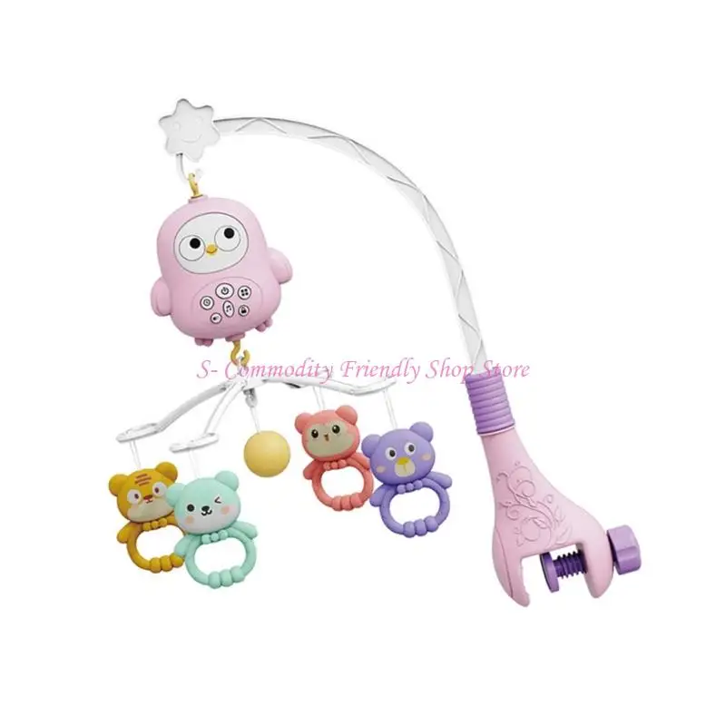 لعبة معلقة لسرير الأطفال المحمول بموسيقى حضانة الأطفال 85AE مع خشخشة دوارة بصوت مهدئ #2