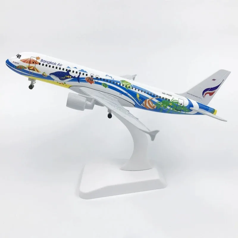 Avion miniature en métal 20CM Bangkok Fish A320 Airways, réplique de l'avion de la série 320, cadeau avec train d'atterrissage et roues