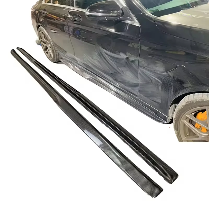 

PSM Style Body Kit Carbon Fiber Fibre Side Skirt Extention Panel Lip for Mercedes Benz C Class W205 2015-2021