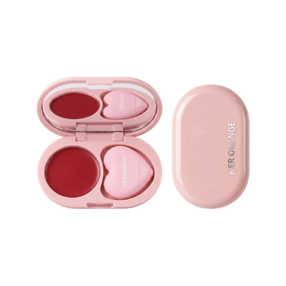 2-in-1 Blush & Lip Mud Rouge Lasting Waterproof Jelly Lip & Cheek Multi-Use Balm with Air Cushion Smooth Makeup Blush Cream