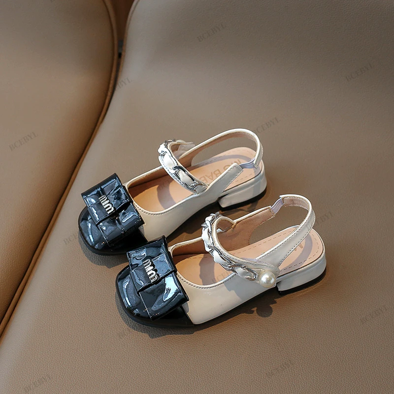 Baby Girls Fashion New Square-toe Beaded Elegant Banquet Comfortable Kids Low Heels Hot Sale Summer Cute Everyday Sandals