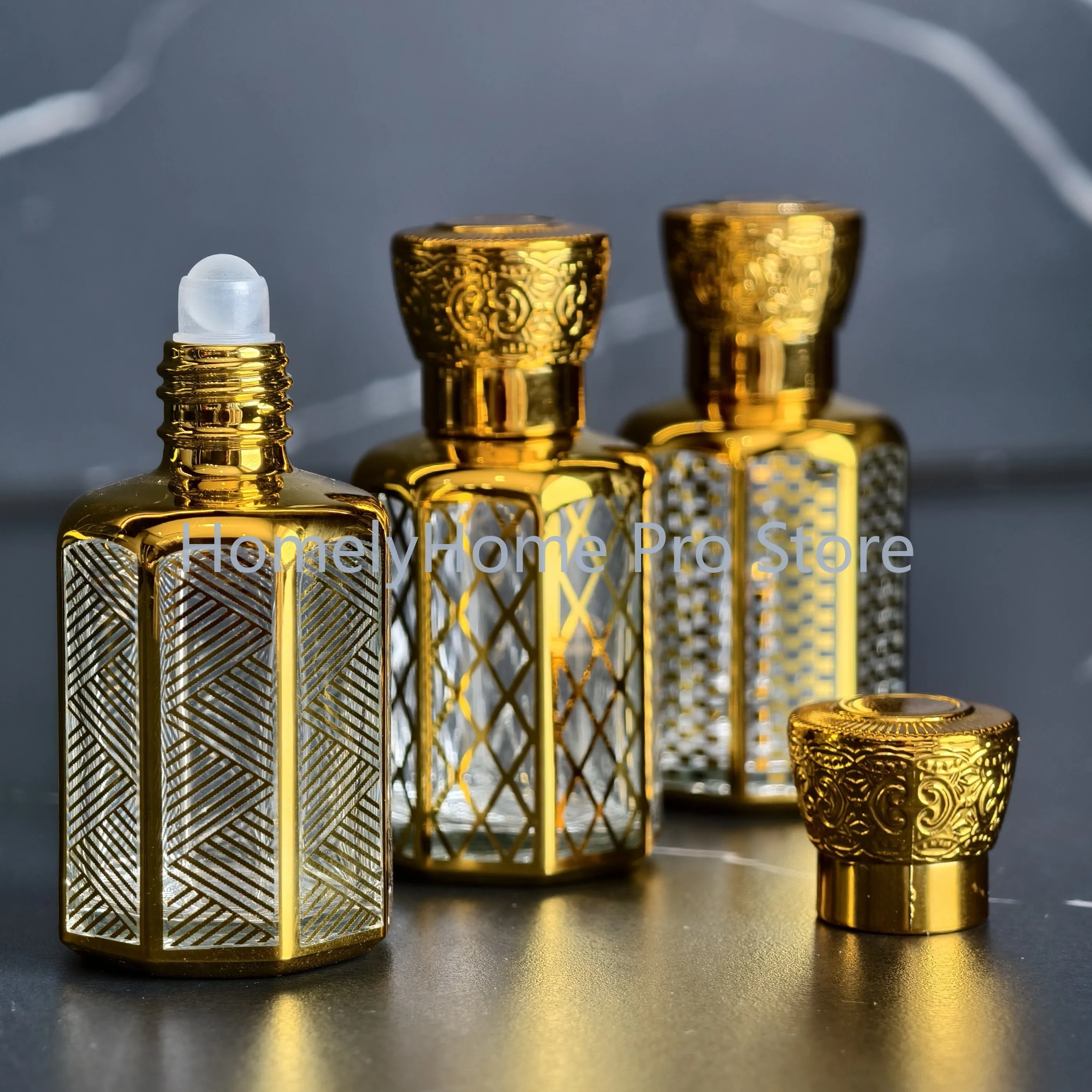 Middle East perfume bottle, essence bottle, essential oil ball bottle, high-grade electroplated glass sub-packaging bottle