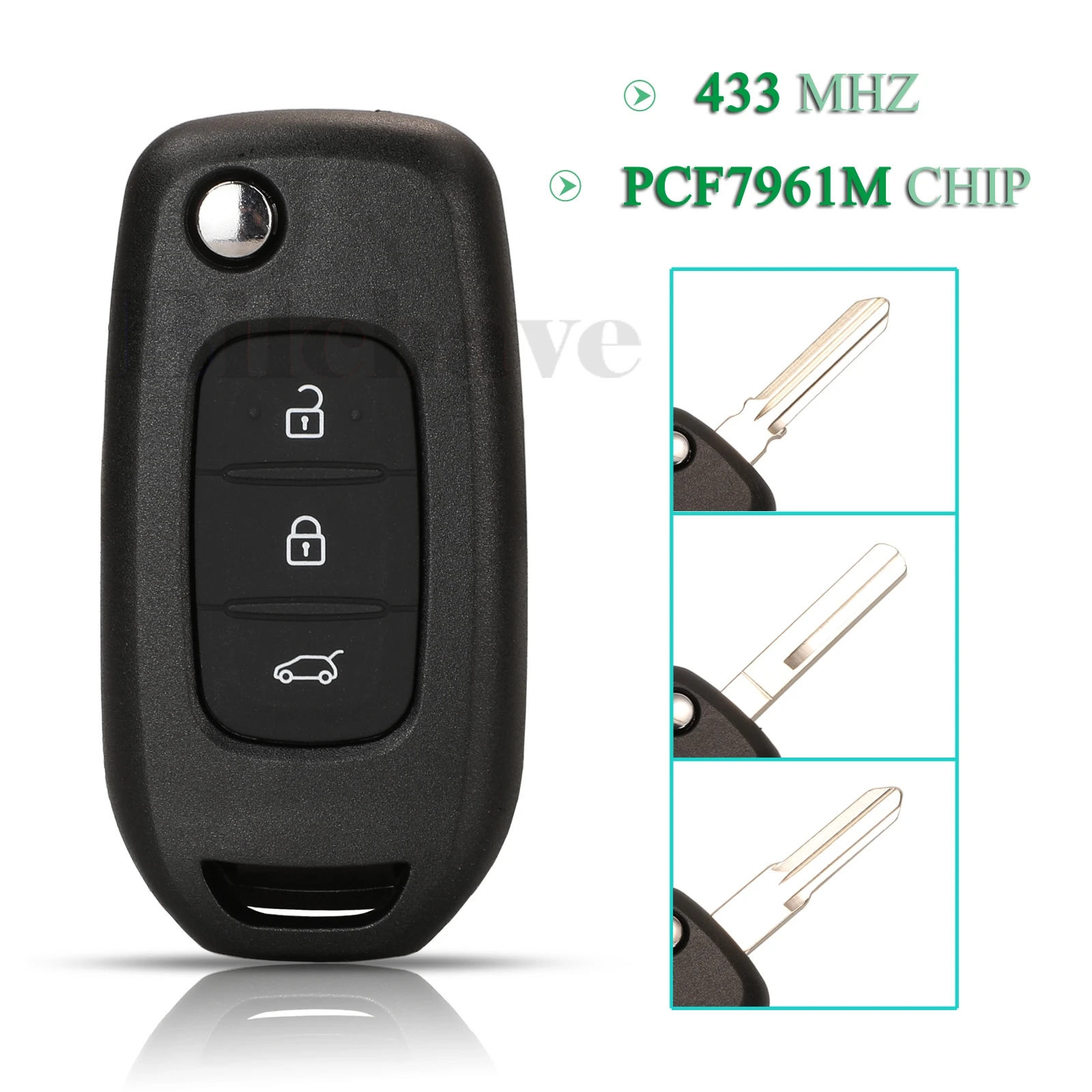 jingyuqin 3Buttons For Renault Kadjar Captur Megane4 Symbol Fob 433Mhz PCF7961M Chip Folding Remote Car Key Replacement