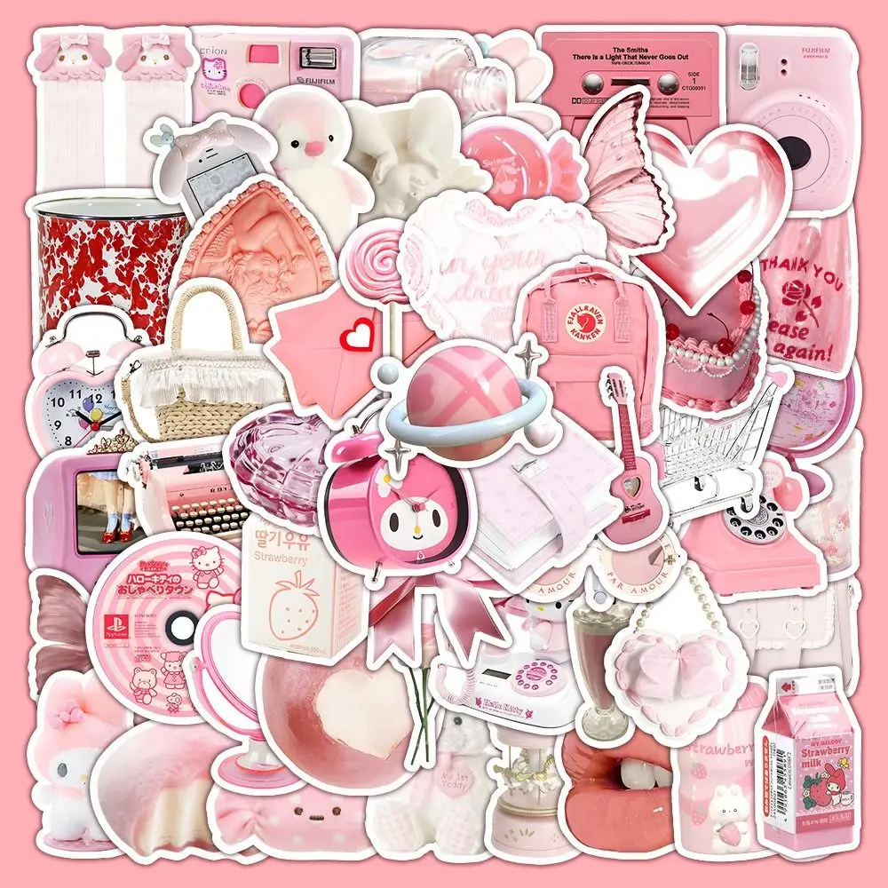 63pcs DIY Crafts Pink Gentle Ballet Sticker Decorative Waterproof Girls Romance Diary Sticker INS Adhesive